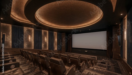 Luxury Home Theater With Comfortable Seating and Large Screen