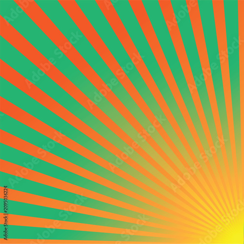 Sunburst Pattern Background in Green and Orange