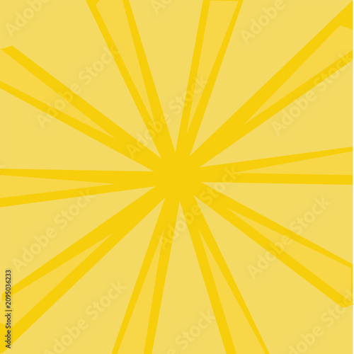 Minimalist Yellow Pop Art Sunburst Background with Radial Starburst Rays