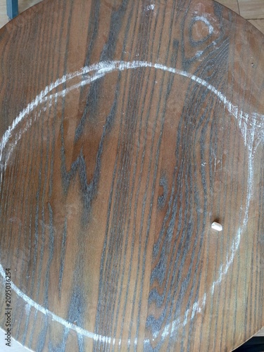 Flour Circle on Wooden Table