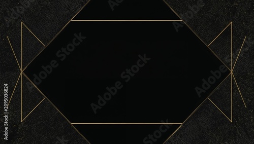 Decorative Black and Gold Design on a Surface With Geometric Patterns