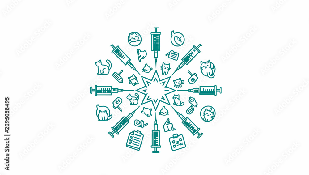 Obraz premium Teal Medical Icon Wheel Infographic.