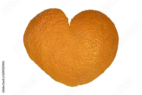 Heart shaped citrus peel texture symbol of natural vitamin freshness