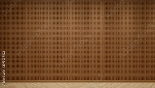 Wall Made of Perforated Metal With a Pattern of Round Holes Used in Modern De...