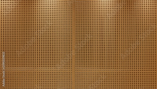 Wall Made of Perforated Metal With a Pattern of Round Holes Used in Modern De...