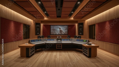 Music Studio Interior With Mixing Console and Equipment in a Modern Design