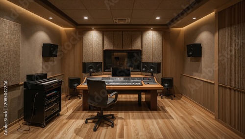 Music Studio With Sound Equipment and Workspace for Recording Original Tracks...