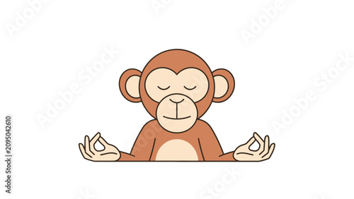Canvas Print A meditating monkey in a peaceful pose.