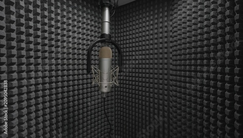 Soundproof Room With Foam Walls and Open Center in a Dark Setting
