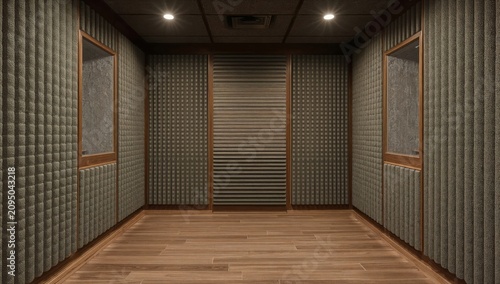 Sound Studio With Acoustic Panels for Recording Sessions in a Controlled Space
