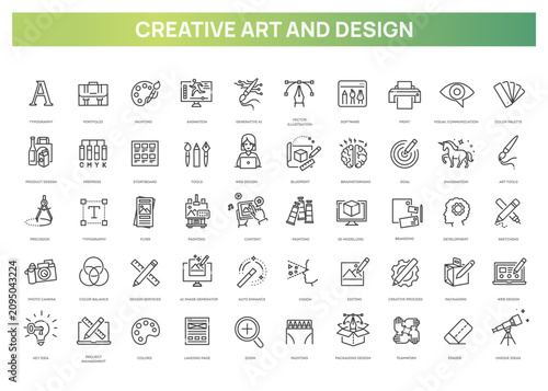 Modern Graphic Design Icons Set. UI, Web, Branding, AI, Marketing Line Icons
