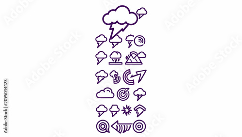 Hand Drawn Weather Icon Collection Set.