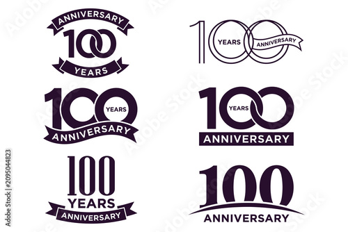 Bild auf Leinwand 100 years anniversary celebration logo design with purple color scheme and elega