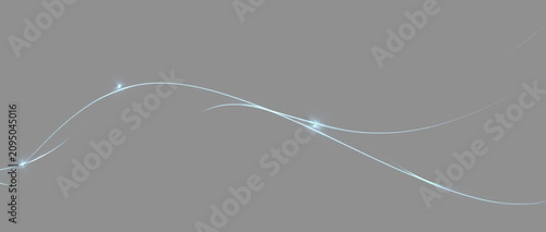 Photography Abstract blue neon light lines background with glowing digital nodes