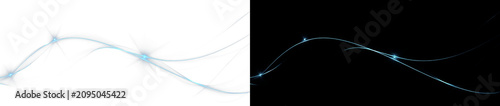 Fotografie Abstract blue neon light lines background with glowing digital nodes