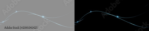 Fotografie Abstract blue neon light lines background with glowing digital nodes