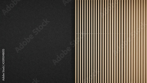 Two Contrasting Wall Designs Featuring Black Texture and Thin Vertical Wood S...