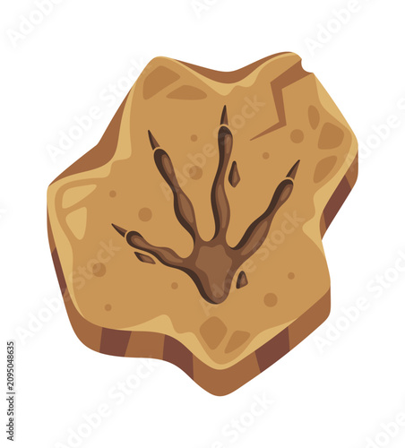 Dinosaur Footprint Fossil Cartoon Style