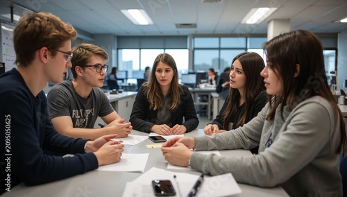 Students Work Together on a Project Using Tablets and Glassware in a Classroo...