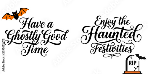 Cuadro en lienzo Spooky halloween typography designs ghostly good time haunted festivities phrase