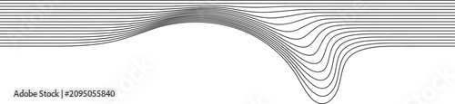 Minimal abstract background with thin black wavy horizontal lines flowing acr...