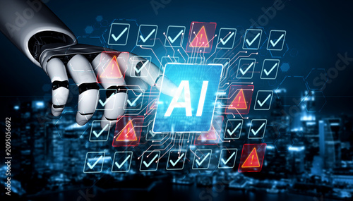 Obraz na płótnie Futuristic artificial intelligence concept depicting AI hallucination, processing errors, and generating misinformation