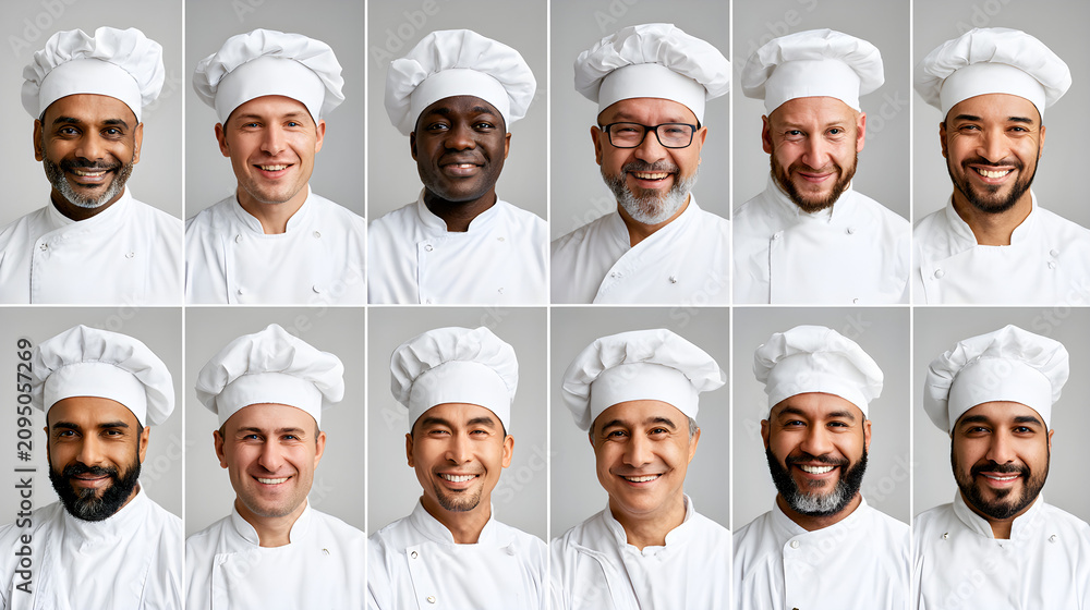 Fototapeta premium Chefs Men Passport Collage 2/5/10