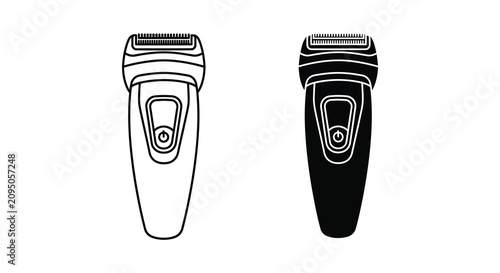 Foto Electric shaver outline black and white graphic silhouette