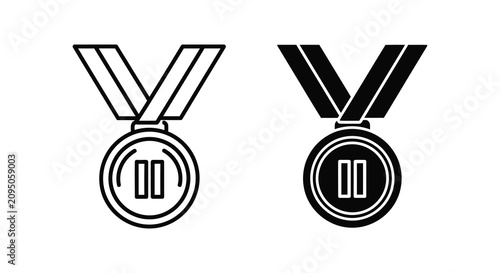 Фотография Award medal with ribbon black and white silhouette