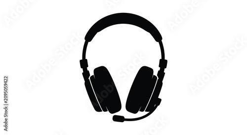 Konstfotografi Headset With Microphone Silhouette Against White Background