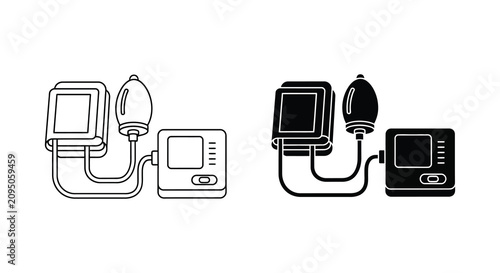 Fotografi Blood Pressure Monitor Outline And Filled Silhouette