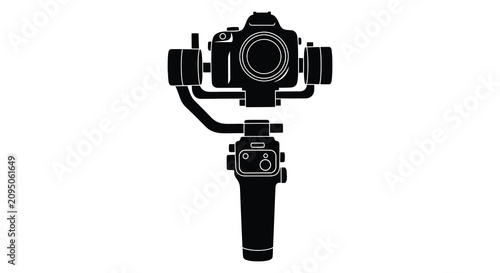 Tableau sur toile Camera with gimbal stabilizer black silhouette stabilizer