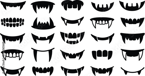 Fotografía Vampire fangs clipart collection for Halloween design and decoration