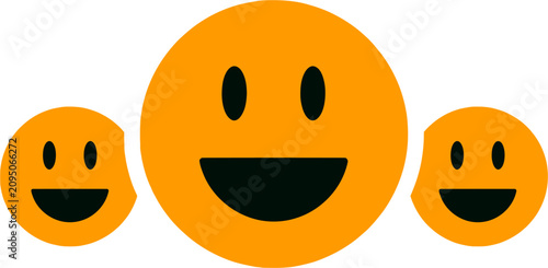 Картината върху платно Smiling emoticon faces in a row display happiness and emotions.