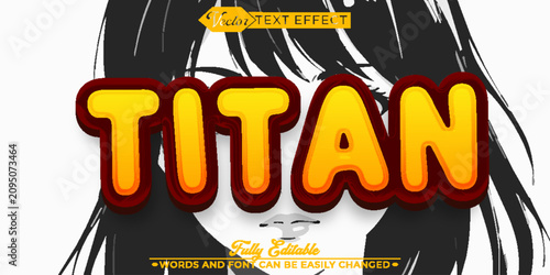 Fotografie Mighty Titan Epic Power Typography Vector Fully Editable Smart Object Text Effe