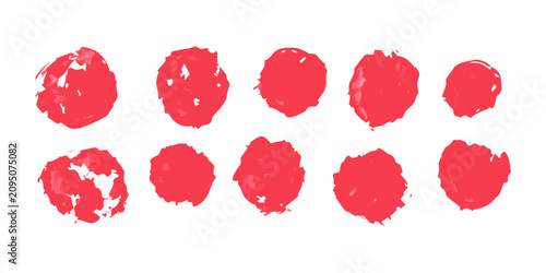 Abstract Red Hand Painted Circle Brush Strokes and Ink Blots