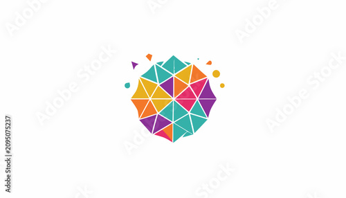 Colorful geometric triangle sphere logo icon.