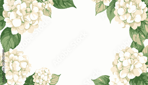 Lush white hydrangea flower frame design