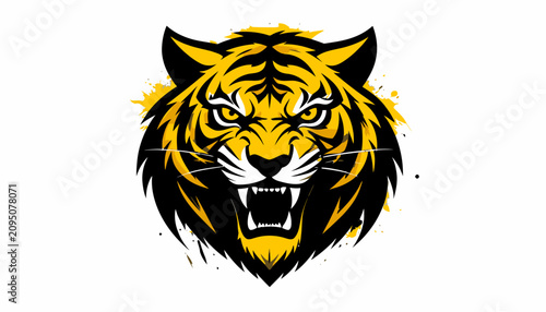 Stylized tiger head logo with yellow glow effect.