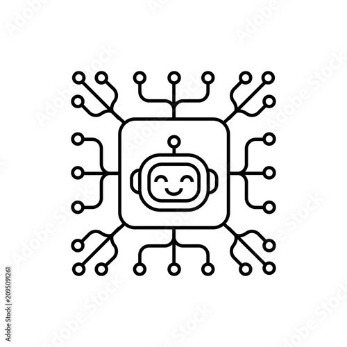 Smiling Robot Face with Circuit Board.