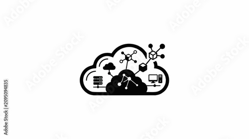 Cloud computing network with servers computers and abstract connections