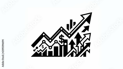 Abstract illustration of upward trending graphs and arrows