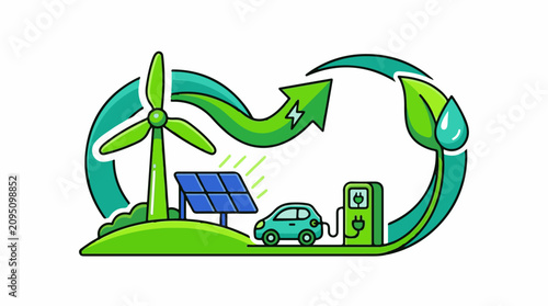 Eco-friendly transportation with wind solar energy and electric vehicle charging