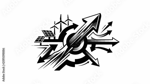 Dynamic arrows surge from renewable energy sources