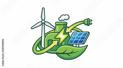 Renewable energy sources concept wind solar and plug