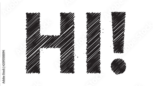 Hi bold hatched typography greeting