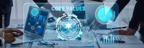 Bild auf Leinwand Modern business setting highlighting core values with a digital interface
