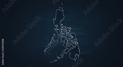 Digital Outline Map of the Philippines with Glowing Dots on Dark Textured Background