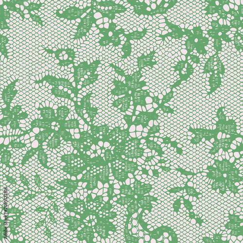 Full Seamless mint green lace pattern with airy floral mesh texture. Soft pastel print creates a fresh spring background for fabric, wallpaper, wrapping, apparel design.