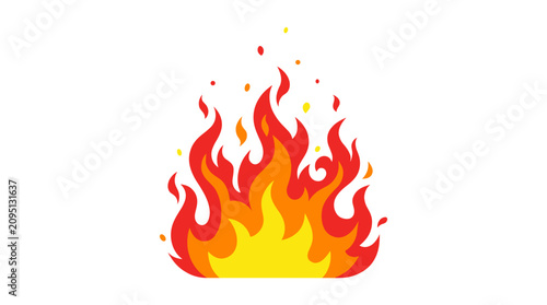 Obraz na plátně Flames Dance: A vibrant and dynamic illustration of a lively fire, with bright orange and yellow flames licking upwards, emanating warmth and energy